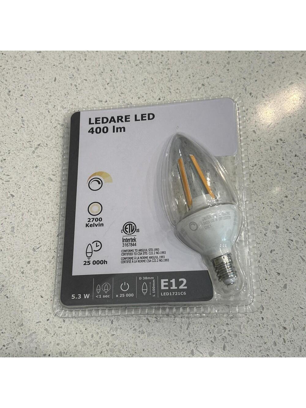 Ikea Ledare E12 LED Candle Bulb 400 Lm, Dimmable, 2700 K, 5.3 W, 403.888.10, NEW